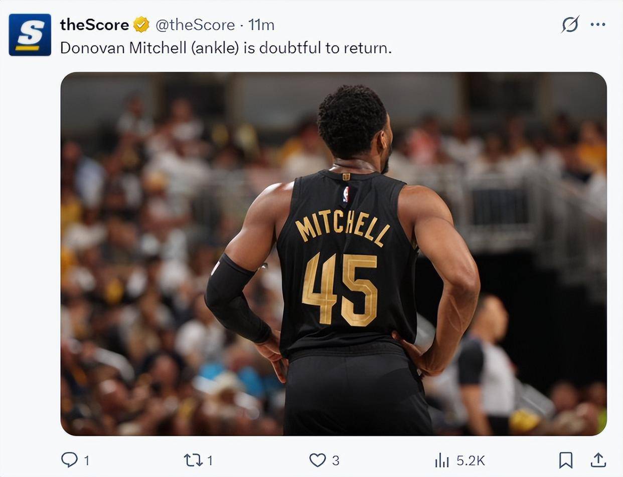 九游娱乐体育-米切尔腿筋拉伤，骑士季后赛前景蒙阴影